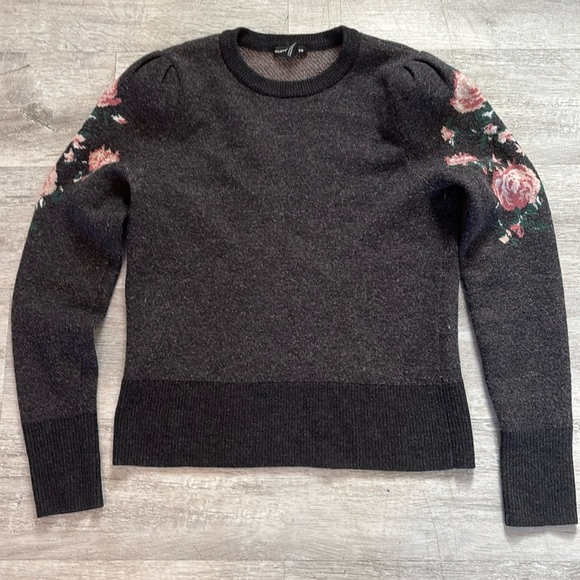 Club Monaco Poella wool Sweater, Charcoal, XS floral - Picture 1 of 6